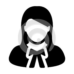 Lawyer icon vector female user person profile avatar symbol for law and justice in flat color glyph pictogram