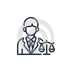 lawyer icon vector from law and justice concept. Thin line illustration of lawyer editable stroke. lawyer linear sign for use on