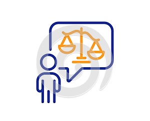 Lawyer line icon. Court judge sign. Vector