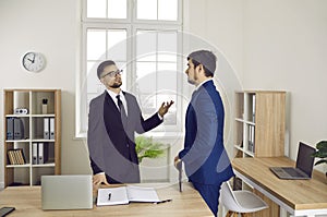 Lawyer, loan broker, business adviser, or insurance agent meeting with his client