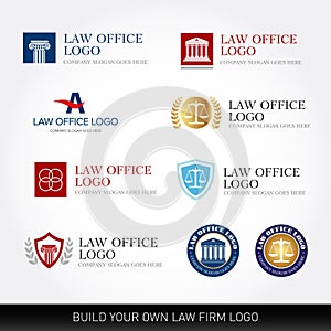 Lawyer logo design templates. Law office logo set. The judge, Law firm logo templates, lawyer set of vintage labels collection.