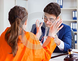 Lawyer meeting his client in prison