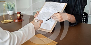 Lawyer office the company hired the lawyer office a legal advisor and draft the contract so that the client could signs