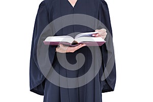 A lawyer reading law code