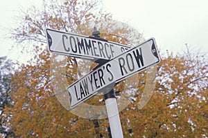 Lawyer's Row/Commerce street sign