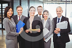 Lawyer standing together with businesspeople