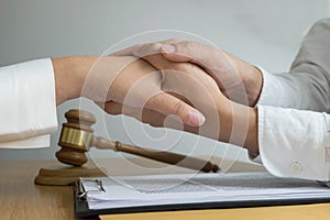 Lawyer touch and respect clients to trust partnership.Trust Promise Concept