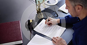 Lawyer In Trial Litigation In Courtroom photo