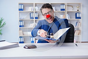 The lawyer working in his office