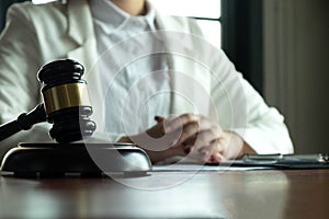 Lawyer working on the table in office. consultant lawyer, attorney, court judge, concept