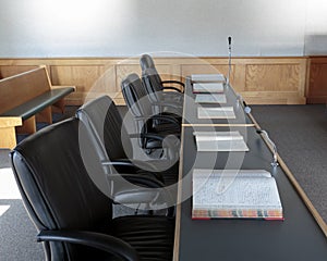 Lawyers bench in courtroom