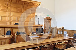 Lawyers bench in courtroom
