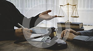 Lawyers give advice about judgment, agreements, justice Customer