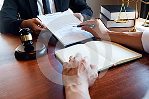 Lawyers give advice and recommend legal proposals. Check legal documents. Business Department of Legal Business Heritage