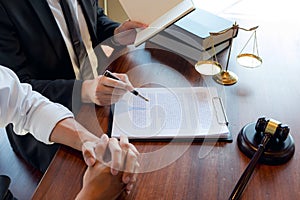 Lawyers give advice and recommend legal proposals. Check legal documents. Business Department of Legal Business Heritage