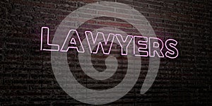 LAWYERS -Realistic Neon Sign on Brick Wall background - 3D rendered royalty free stock image