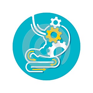 Laxative icon - stomach associated with gears photo