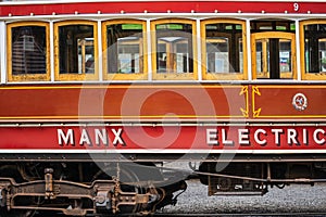 Laxey, Isle of Man, June 15, 2019. The Manx Electric Railway is an electric interurban tramway connecting Douglas, Laxey and