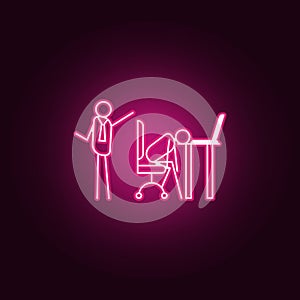 lay off lazy person outline icon. Elements of Lazy in neon style icons. Simple icon for websites, web design, mobile app, info