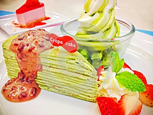 A layer crape cake Green tea