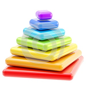 Layer glossy pyramid isolated on white