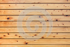 Layer of natural pine wood planks strips wall background texture wide with natural eyelets and grunge