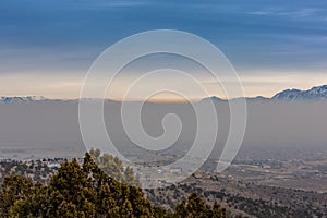 Thick Layer of Smog With Mountain Tops Rising Above