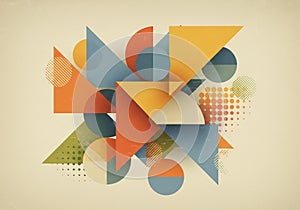 Are layered and arranged asymmetrically on a beige background, creating a