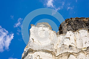 Layered ash deposit rock formations, Melos, Greece