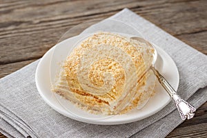 Layered cake with cream Napoleon millefeuille vanilla slice