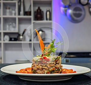 Layered Chicken Stack with Tomato Ring