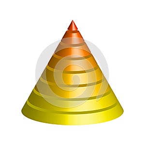 Layered cone. 3D conical pyramid of 8 multicolored layers. Vector illustration