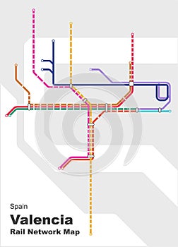 Rail Network Map of Valencia,Spain