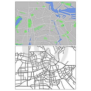 Layered editable vector streetmap of Amsterdam,The Netherlands