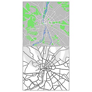 Layered editable vector streetmap of Budapest,Hungary