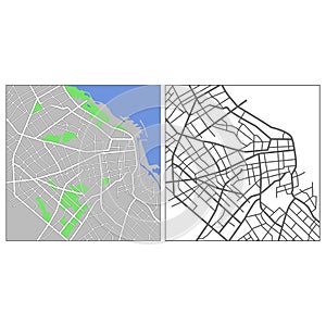 Layered editable vector streetmap of Buenos Aires,Argentina