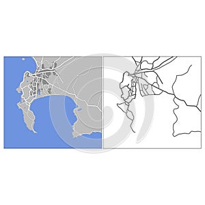 Layered editable vector streetmap of Capetown,South Africa