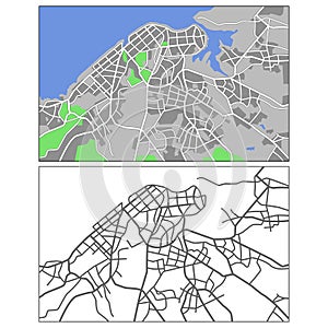 Layered editable vector streetmap of Havana,Cuba