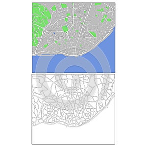 Layered editable vector streetmap of Lisbon,Portugal