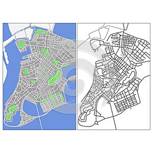 Layered editable vector streetmap of Macao,China