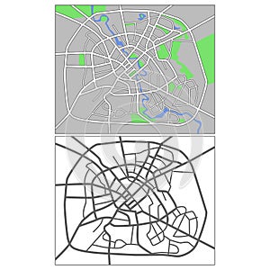 Layered editable vector streetmap of Minsk,Belarus