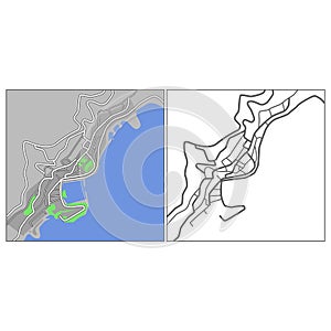 Layered editable vector streetmap of Monaco