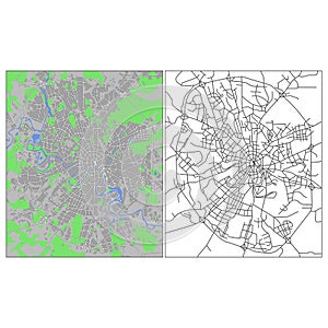 Layered editable vector streetmap of Moscow,Russia