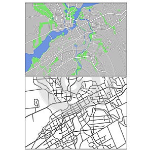 Layered editable vector streetmap of Ottawa,Canada