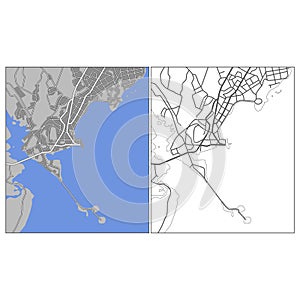 Layered editable vector streetmap of Panama City,Panama