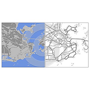 Layered editable vector streetmap of Rio de Janeiro,Brazil