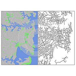 Layered editable vector streetmap of Sydney,Australia