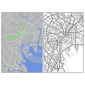 Layered editable vector streetmap of Tokyo,Japan