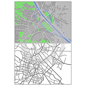 Layered editable vector streetmap of Vienna,Austria