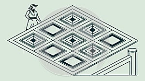 Layered Geometric Pattern with Overlapping Shapes, vector design Generative AI